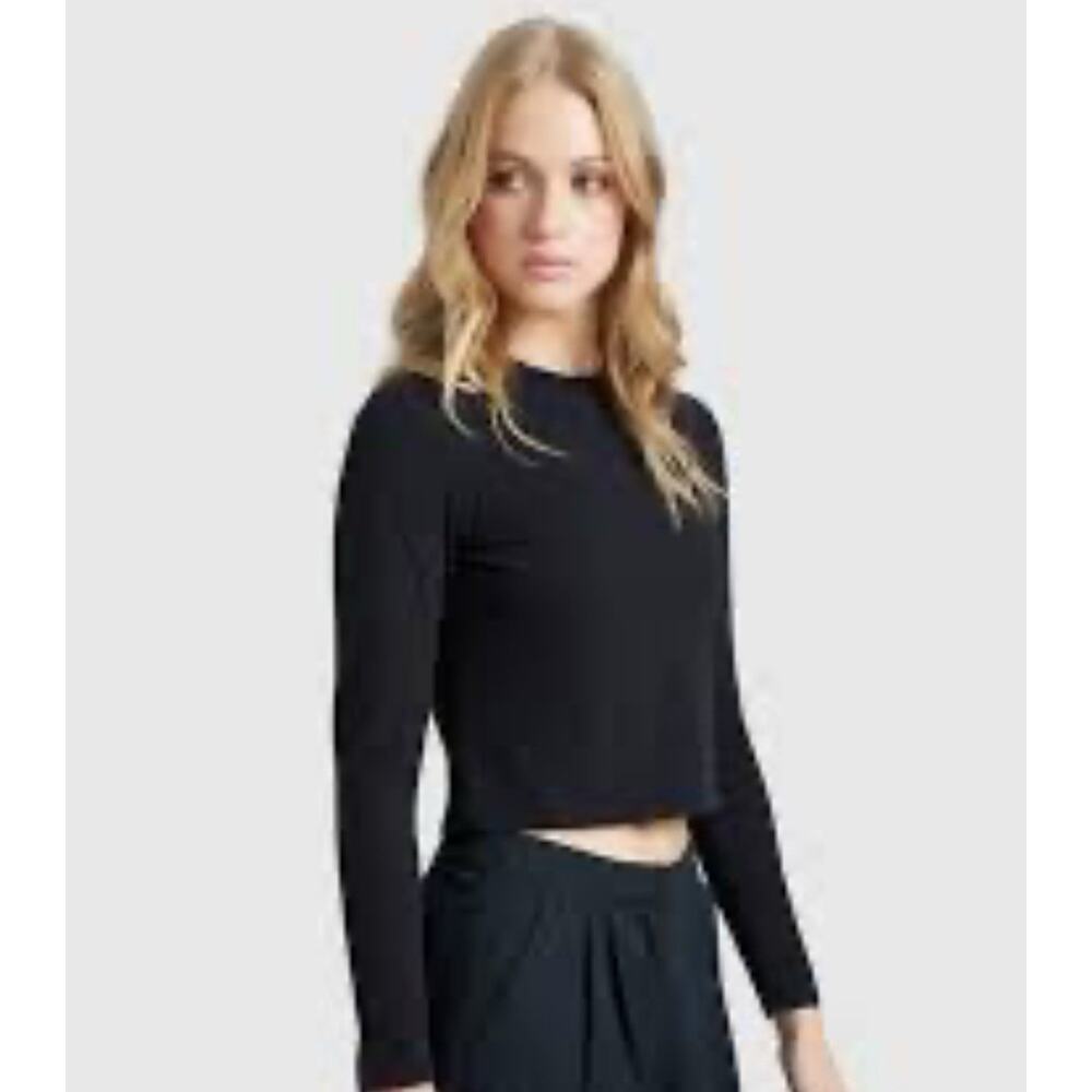 Abercrombie And Fitch Ribbed‎ Top Black Cropped Size L